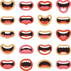 Cartoon mouth expressions set for animation, speech, and sound