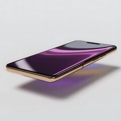 Sleek Gold Smartphone with Reflective Purple Screen