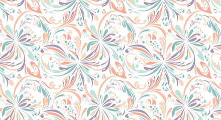 Delicate pastel floral swirl pattern with a vintage feel and organic brushstroke textures.