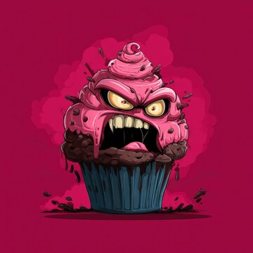 Un pastel con una expresi&oacute;n furiosa y amenazante.
