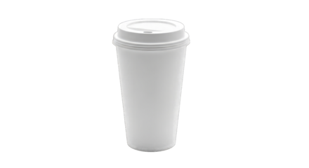 White disposable coffee cup isolated on a transparent background