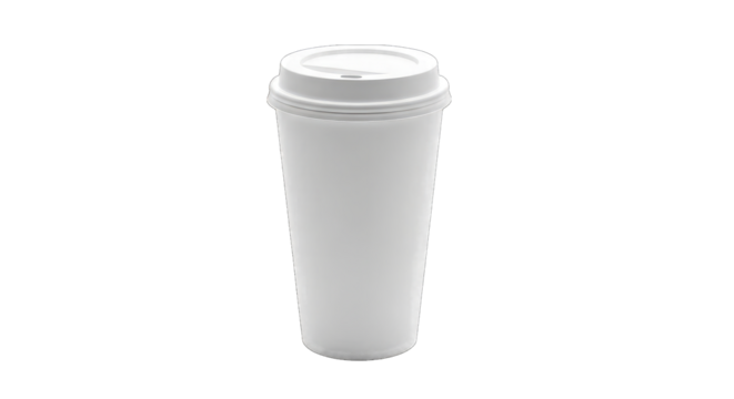 White disposable coffee cup isolated on a transparent background