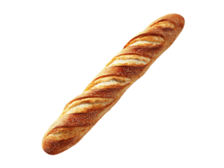 A long, thin, crusty bread with a golden brown crust