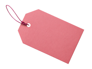 A pink tag with a pink string hanging from it