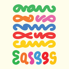 happy birthday text Colorful Abstract Ribbon Squiggles 