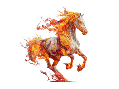 A horse with flames on its mane and tail