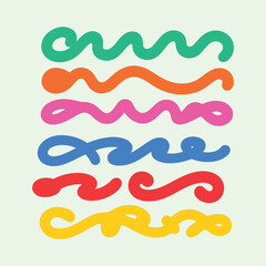 Colorful Abstract Ribbon Squiggles – Vibrant Line Art for Creative Design and Decoration