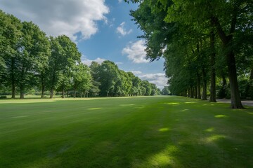 Sunny Green Park Landscape Meadow Trees Scenic Nature Outdoor Summer Field Photography