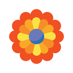bright orange vector flower petals with blue center minimal design art