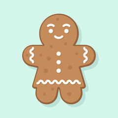 Gingerbread Cookie Figure with Decorative Icing Pattern