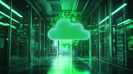 Naklejka premium Cloud computing data center with digital storage concept