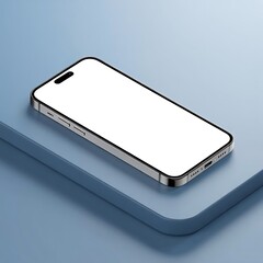 Modern Smartphone Mockup with Blank Screen on a Minimalist Blue Platform