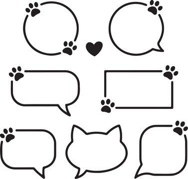 Cute cat paw print speech bubbles for pet lovers