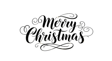 Merry christmas script typography with subtle sparkles isolated on transparent background