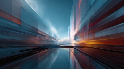 Abstract digital cityscape reflecting urban speed and future architecture