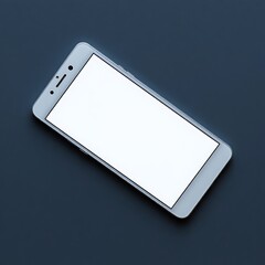 White Smartphone with Blank Screen on Dark Background