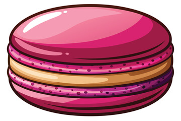 Pink macaron, a sweet confection with smooth layers, looks delicious against a white background