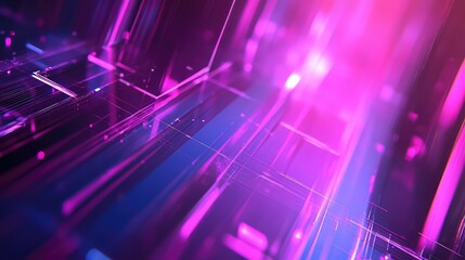 Digital data flowing through abstract neon tunnel