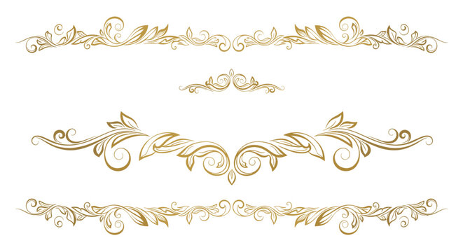 Elegant golden decorative border elements perfect for invitations and formal designs.