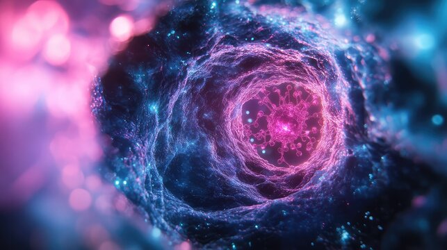 Coronavirus variant structure inside a micro tunnel