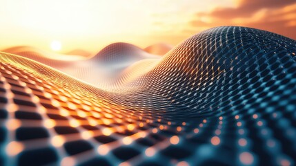 Digital network landscape with connected data waves