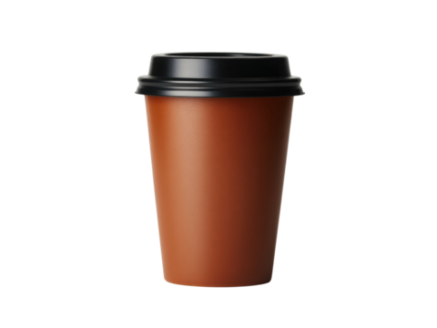 A brown coffee cup with a lid on top
