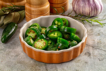 Hot spicy sliced jalapeno pepper