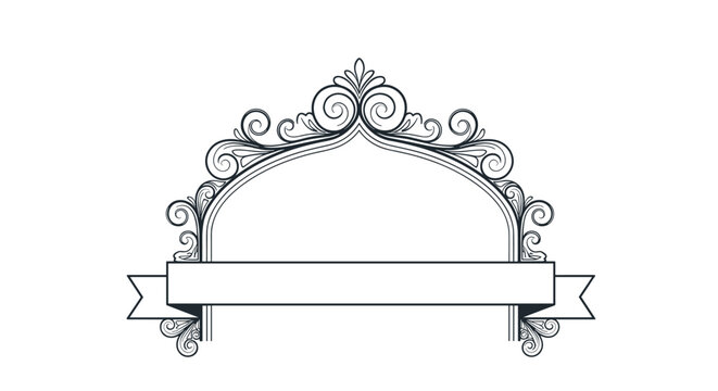 An elegant ornate flourish with a central banner for text presentation and design elements.