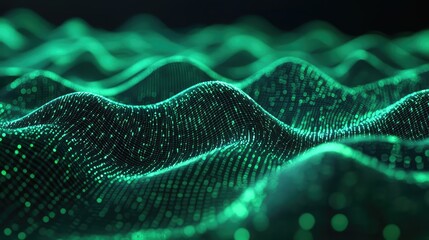 Digital data waves creating abstract technology grid background