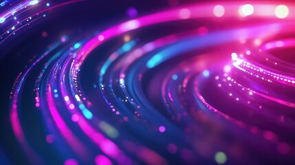 Digital data flowing through abstract fiber optic network