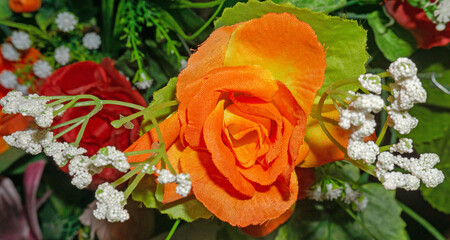 Orange Fabric Rose Craft Decoration