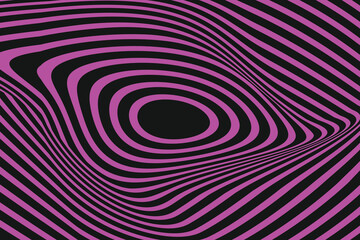 Abstract optical illusion with pink and black curved lines creating a vortex effect