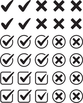 Checkmarks and crosses for voting and selections