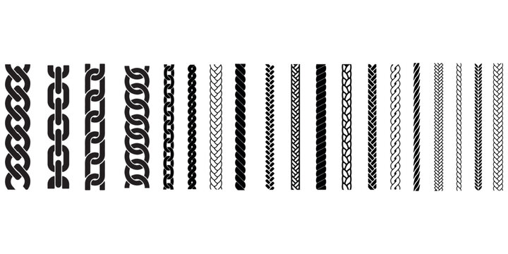 Seamless rope brush Strokes set for illustrator