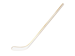 A hockey stick with a gold handle