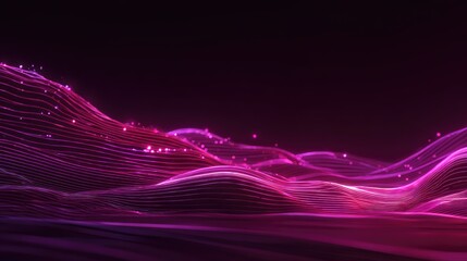 Digital data network connecting particles and glowing lines