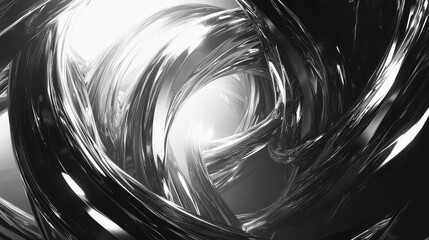 Abstract chrome metal swirling pipes light reflection