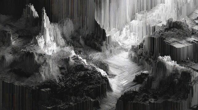 Abstract glitch data stream processing landscape design