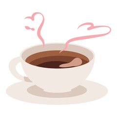 Hand Drawn Coffee Cup with Heart Shaped Steam Illustration