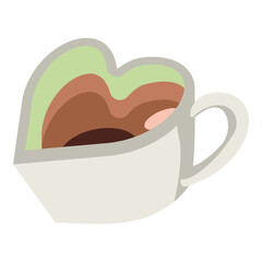 Hand Drawn White Heart Mug with Chocolate Drink