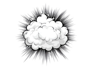 A white cloud with a black outline