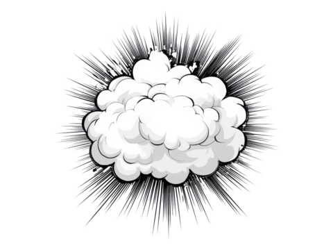 A white cloud with a black outline