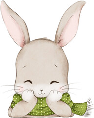 Cute Watercolor Christmas Bunny