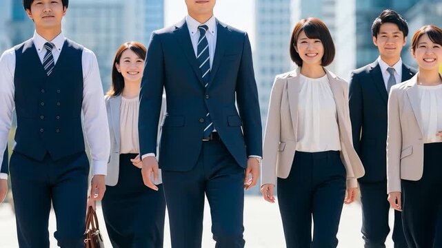 新しい挑戦へ・都会を歩く若きビジネスパーソンたち