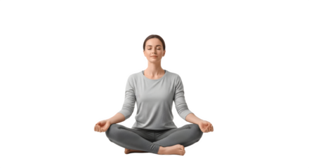 Woman Meditating in Lotus Pose Peaceful Zen State.