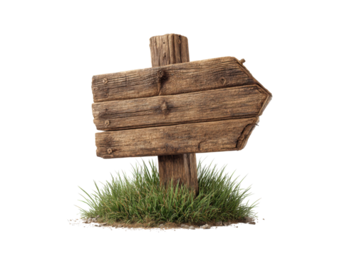 A wooden sign with an arrow pointing to the right