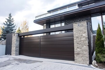 Modern house sliding gate creating secure entrance