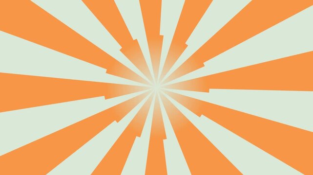 Animated retro sunburst background with orange and cream radial rays