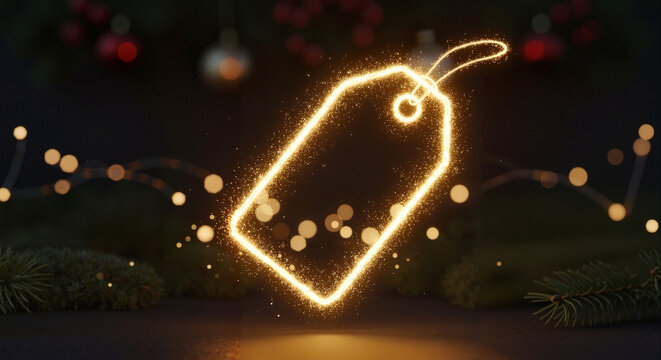 Sparkling tag design for New Year and Christmas business slogans - Powered by Adobe