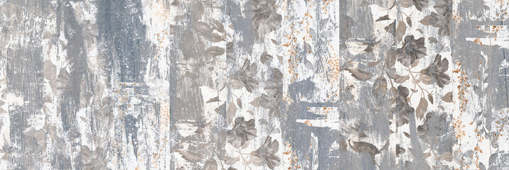 Interwoven wood strips in varied earth tones and blues